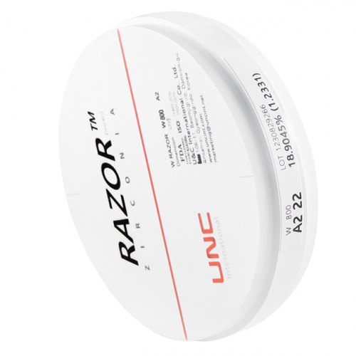 Диск циркониевый Razor 800, однослойный Zirconzahn, 95х22мм, A2, UNC Inc (Корея) от Дентал-Ист фото 2