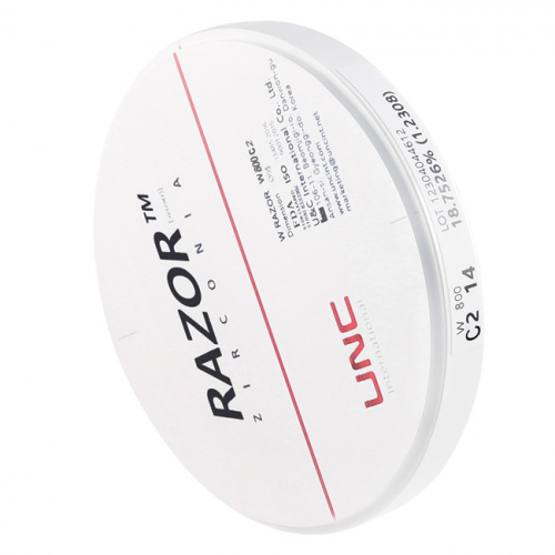 Диск циркониевый Razor 800, однослойный Zirconzahn, 95х14мм, C2, UNC Inc (Корея) фото 6