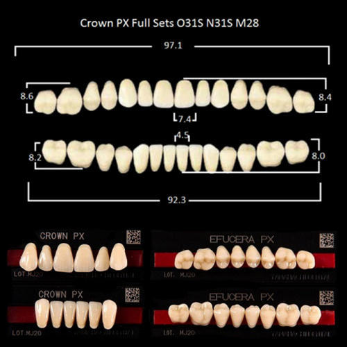 Зубы PX CROWN / EFUCERA, цвет C1, фасон O31S/N31S/28, полный гарнитур, 28шт. от Дентал-Ист