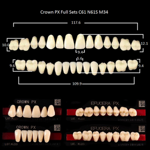 Зубы PX CROWN / EFUCERA, цвет B2, фасон C61/N61S/34, полный гарнитур, 28шт. от Дентал-Ист