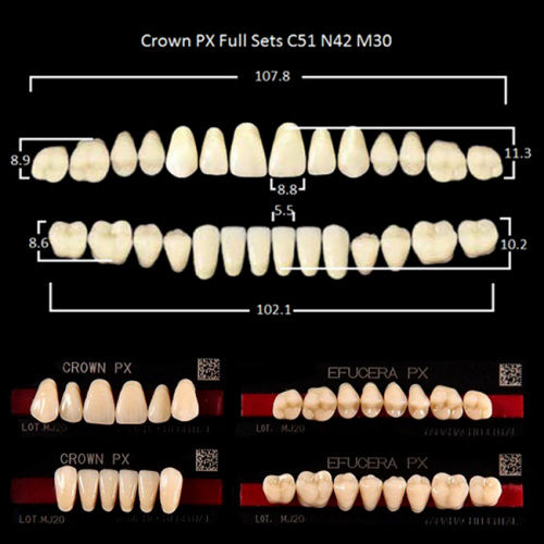 Зубы PX CROWN / EFUCERA, цвет W05, фасон C51/N42/30, полный гарнитур, 28шт. от Дентал-Ист
