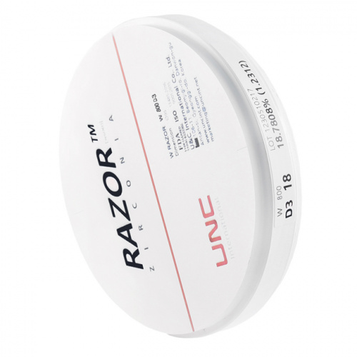 Диск циркониевый Razor 800, однослойный Zirconzahn, 95х18мм, D3, UNC Inc (Корея) от Дентал-Ист фото 2