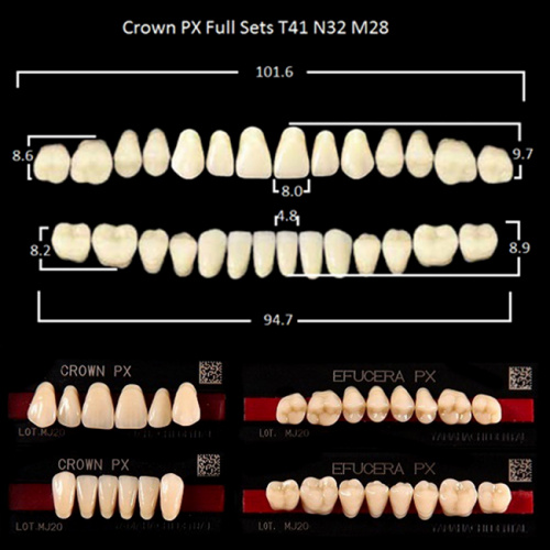 Зубы PX CROWN / EFUCERA, цвет B4, фасон T41/N32/28, полный гарнитур, 28шт. от Дентал-Ист