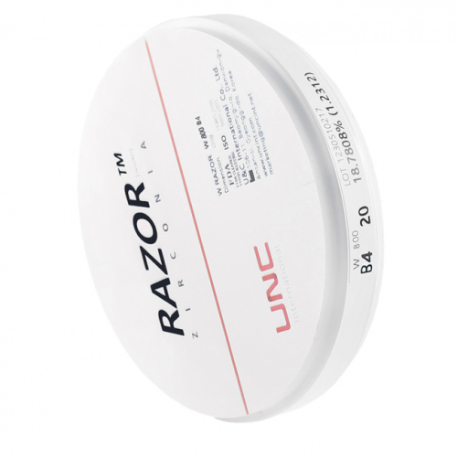 Диск циркониевый Razor 800, однослойный, размер 98х20мм, оттенок B4, UNC Inc (Корея) от Дентал-Ист фото 2
