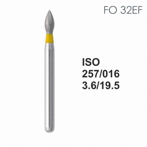 Бор алмазный MANI FO-32EF по ISO 257, почка,016х3,6х19,5мм,макс.скорость 450 тыс.об,зерн.EF,5шт