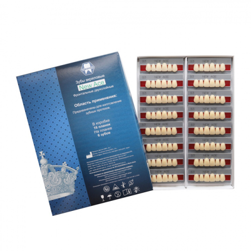 Зубы NEW ACE Anterior, цвет A3, фасон S5 акриловые двухслойные, 6 шт. фото 3