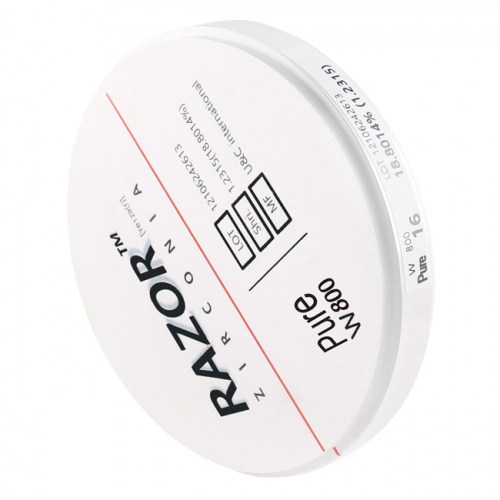 Диск циркониевый Razor 800, однослойный, размер 98х16мм, оттенок Pure, UNC Inc (Корея) от Дентал-Ист фото 2