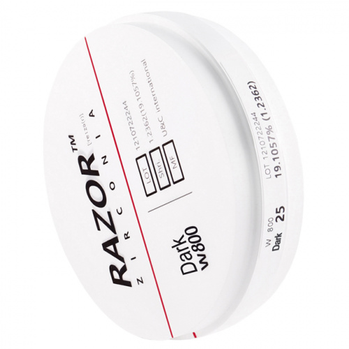 Диск циркониевый Razor 800, однослойный, размер 98х25мм, оттенок Dark, UNC Inc (Корея) от Дентал-Ист фото 2