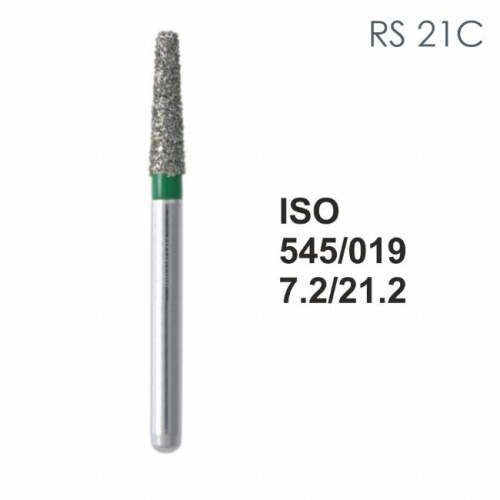 Бор алмазный MANI RS-21C по ISO 545, конус,019х7,2х21,2мм,макс.скорость 300 тыс.об,зерн.C,5шт