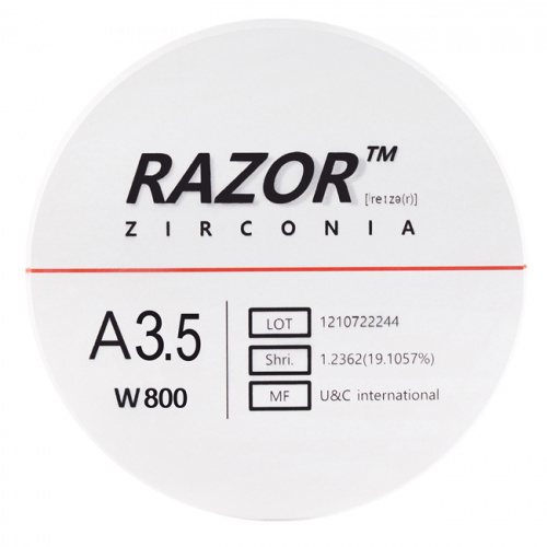 Диск циркониевый Razor 800, однослойный, размер 98х25мм, оттенок A3.5, UNC Inc (Корея) от Дентал-Ист