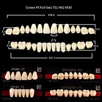 Зубы PX CROWN / EFUCERA, цвет A3, фасон T51/N42/30, полный гарнитур, 28шт. от Дентал-Ист
