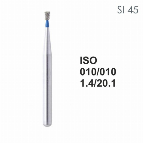 Бор алмазный MANI SI-45 по ISO 010, об.конус,010х1,6х20,1мм,макс.скорость 450 тыс.об,зерн.S,5шт