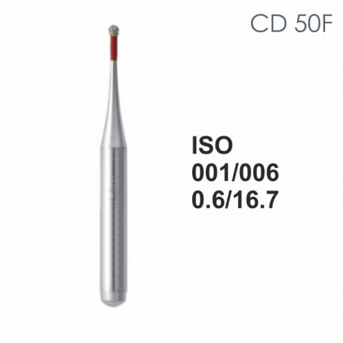 Бор алмазный MANI CD-50F по ISO 001, шарооб.,006х0,6х16,7мм,макс.скорость 300 тыс.об,зерн.F,5шт