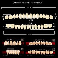 Зубы PX CROWN / EFUCERA, цвет B3, фасон S41S/N32/28, полный гарнитур, 28шт.