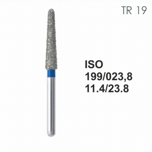 Бор алмазный MANI TR-19 по ISO 199, конус,023х11,4х23,8мм,макс.скорость 300 тыс.об,зерн.S,5шт