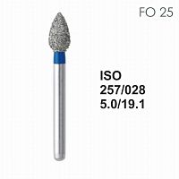 Бор алмазный MANI FO-25 по ISO 257, почка,028х5,0х19,1мм,макс.скорость 160 тыс.об,зерн.S,5шт