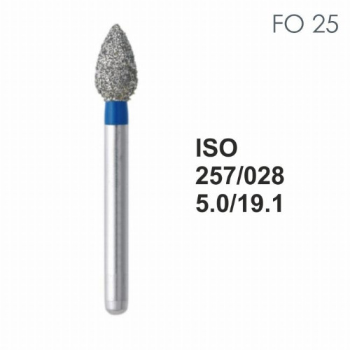Бор алмазный MANI FO-25 по ISO 257, почка,028х5,0х19,1мм,макс.скорость 160 тыс.об,зерн.S,5шт
