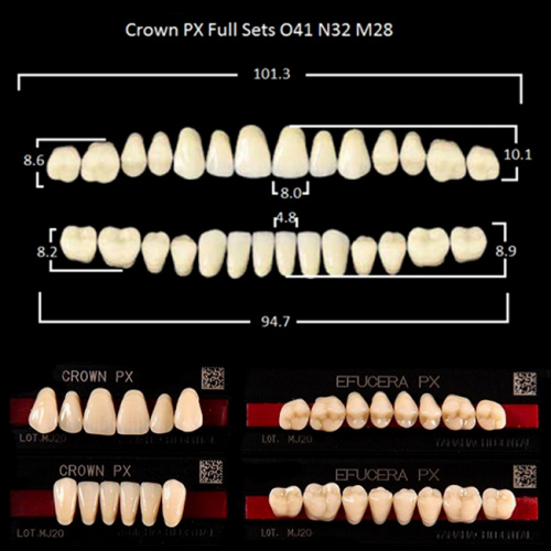 Зубы PX CROWN / EFUCERA, цвет A2, фасон O41/N32/28, полный гарнитур, 28шт.