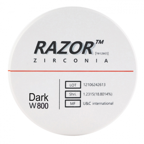 Диск циркониевый Razor 800, однослойный, размер 98х18мм, оттенок Dark, UNC Inc (Корея) от Дентал-Ист