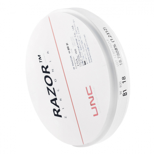 Диск циркониевый Razor 800, однослойный, размер 98х18мм, оттенок B1, UNC Inc (Корея) от Дентал-Ист фото 2