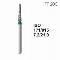 Бор алмазный MANI TF-20C по ISO 171, конус,015х7,2х21,0мм,макс.скорость 300 тыс.об,зерн.C,5шт