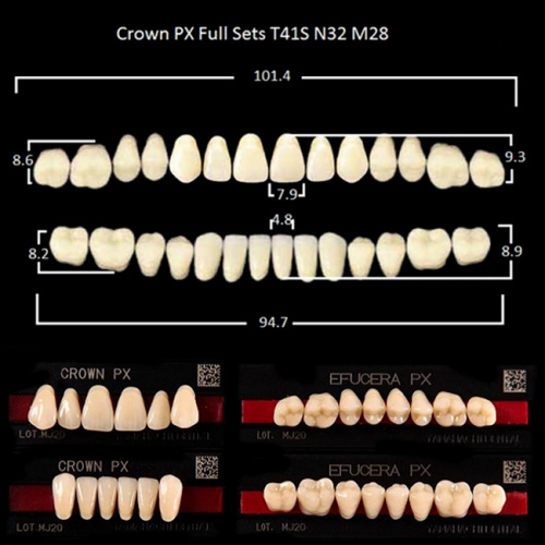 Зубы PX CROWN / EFUCERA, цвет A3,5, фасон T41S/N42/28, полный гарнитур, 28шт. от Дентал-Ист