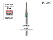 Бор алмазный MANI TC-26C по ISO 164, конус,011х6,1х21,2мм,макс.скорость 300 тыс.об,зерн.C,5шт