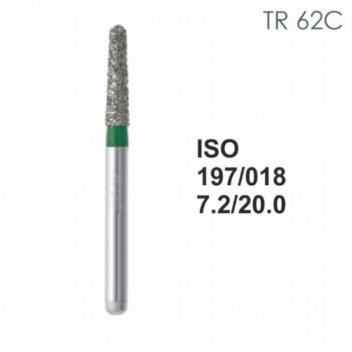 Бор алмазный MANI TR-62C по ISO 197, конус,018х7,2х20,0мм,макс.скорость 300 тыс.об,зерн.C,5шт