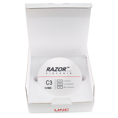 Диск циркониевый Razor 800, однослойный, размер 98х16мм, оттенок C3, UNC Inc (Корея) от Дентал-Ист фото 8