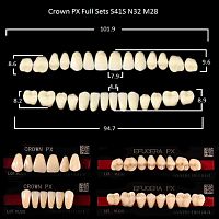 Зубы PX CROWN / EFUCERA, цвет A3, фасон S41S/N32/28, полный гарнитур, 28шт.