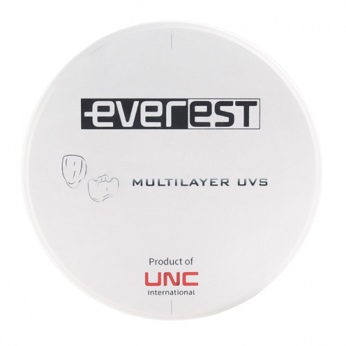 Диск циркониевый Everest Multilayer UVS, размер 95х14 мм, цвет C1, многослойный, для ускоренной синтеризации за 40 минут от Дентал-Ист