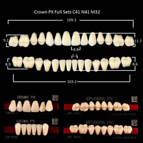 Зубы PX CROWN / EFUCERA, цвет W05, фасон C41/N41/32, полный гарнитур, 28шт. от Дентал-Ист