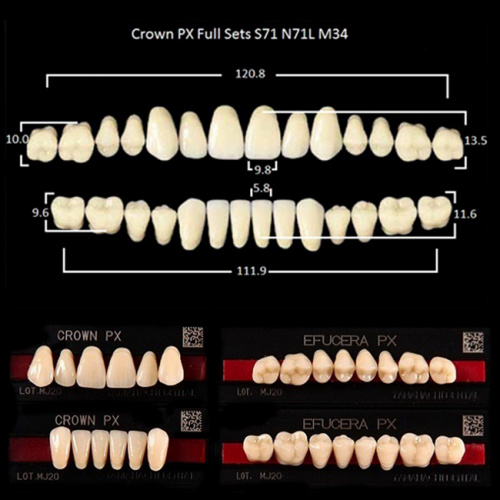 Зубы PX CROWN / EFUCERA, цвет A4, фасон S71/N71L/34, полный гарнитур, 28шт. от Дентал-Ист