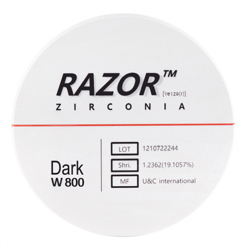 Диск циркониевый Razor 800, однослойный, размер 98х25мм, оттенок Dark, UNC Inc (Корея) от Дентал-Ист