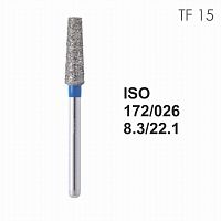 Бор алмазный MANI TF-15 по ISO 172, конус,026х8,3х22,1мм,макс.скорость 160 тыс.об,зерн.S,5шт