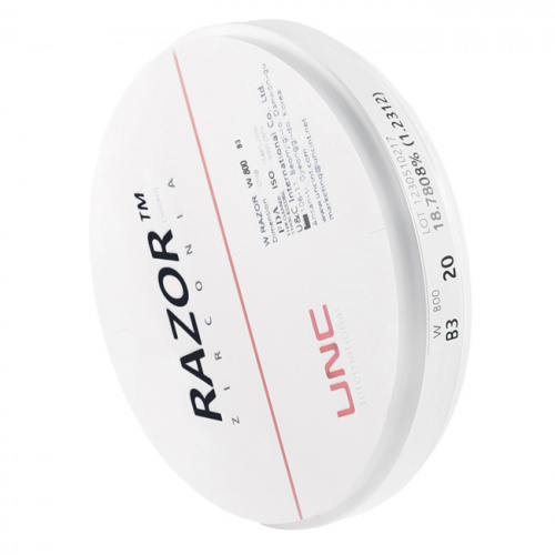Диск циркониевый Razor 800, однослойный, размер 98х20мм, оттенок B3, UNC Inc (Корея) от Дентал-Ист фото 2