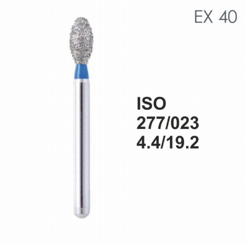 Бор алмазный MANI EX-40 по ISO 277, яйцо,023х4,4х19,2мм,макс.скорость 300 тыс.об,зерн.S,5шт