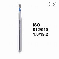 Бор алмазный MANI SI-61 по ISO 012, об.конус,010х1,0х19,2мм,макс.скорость 450 тыс.об,зерн.S,5шт от Дентал-Ист