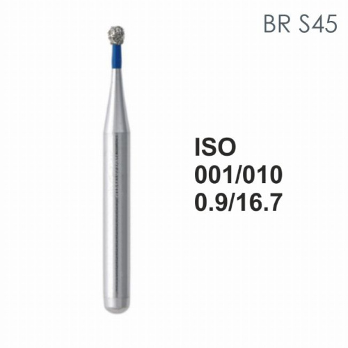 Бор алмазный MANI BR-S45 по ISO 001, шарооб.,010х0,9х16,7мм,макс.скорость 450 тыс.об,зерн.S,5шт