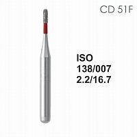 Бор алмазный MANI CD-51F по ISO 138, цилиндр.,007х2,2х16,7мм,макс.скорость 300 тыс.об,зерн.F,5шт