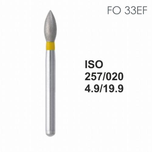 Бор алмазный MANI FO-33EF по ISO 257, почка,020х4,9х19,9мм,макс.скорость 300 тыс.об,зерн.EF,5шт