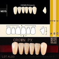 Зубы CROWN PX Anterior, цвет A3 фасон N61S композитные трёхслойные, 6шт.