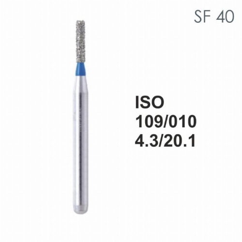 Бор алмазный MANI SF-40 по ISO 109, цилиндр,010х4,3х20,1мм,макс.скорость 450 тыс.об,зерн.S,5шт