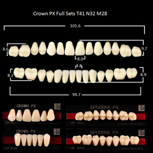 Зубы PX CROWN / EFUCERA, цвет A1, фасон T41/N32/28, полный гарнитур, 28шт. от Дентал-Ист