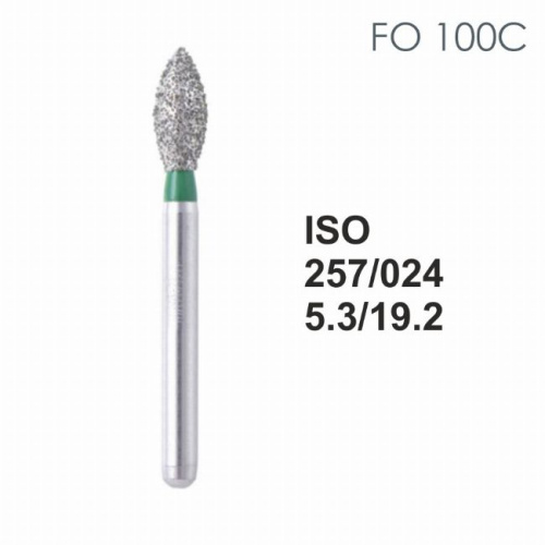 Бор алмазный MANI FO-100C по ISO 257, почка,024х5,3х19,2мм,макс.скорость 300 тыс.об,зерн.C,5шт
