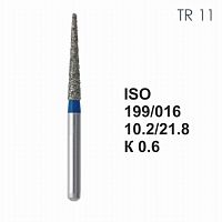Бор алмазный MANI TR-11 по ISO 199, конус, 016х10,2х21,8 мм, макс.скорость 300 тыс.об, зерн.S, 5 шт