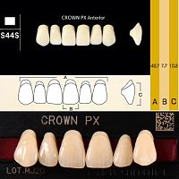 Зубы CROWN PX Anterior, цвет D4, фасон S44S композитные трехслойные, 6 шт. от Дентал-Ист