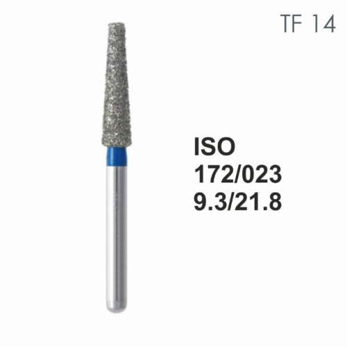 Бор алмазный MANI TF-14 по ISO 172, конус,023х9,3х21,8мм,макс.скорость 300 тыс.об,зерн.S,5шт
