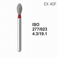 Бор алмазный MANI EX-40F по ISO 277, яйцо,023х4,3х19,1мм,макс.скорость 300 тыс.об,зерн.F,5шт