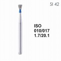 Бор алмазный MANI SI-42 по ISO 010, об.конус,017х1,7х20,1мм,макс.скорость 300 тыс.об,зерн.S,5шт